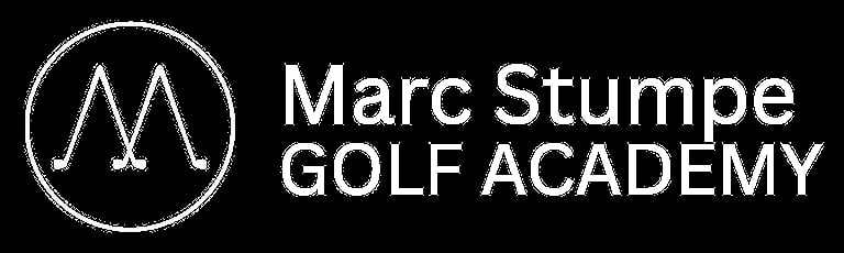 Marc Stumpe Golf Academy logo with stylized M monogram in circle on black background