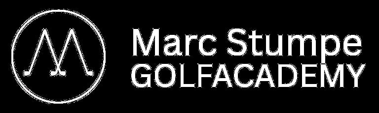 Marc Stumpe Golf Academy logo with stylized M monogram in white circle on black background